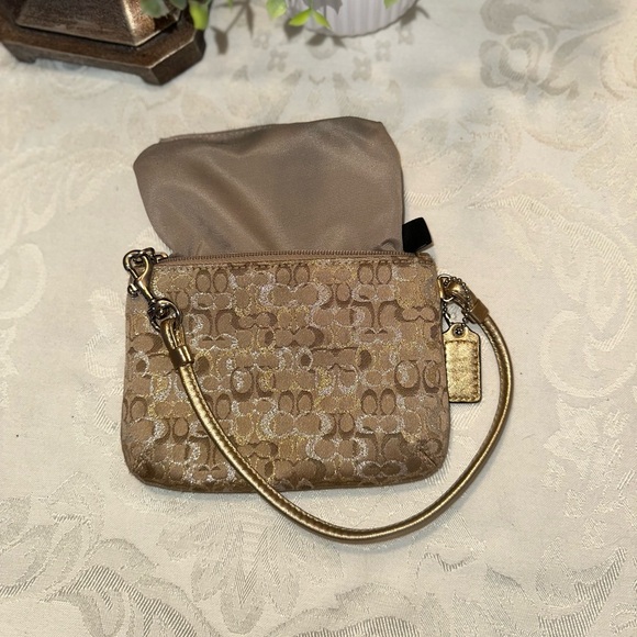 Coach Signature C Lurex Wristlet in Gold & Silver - Picture 6 of 6